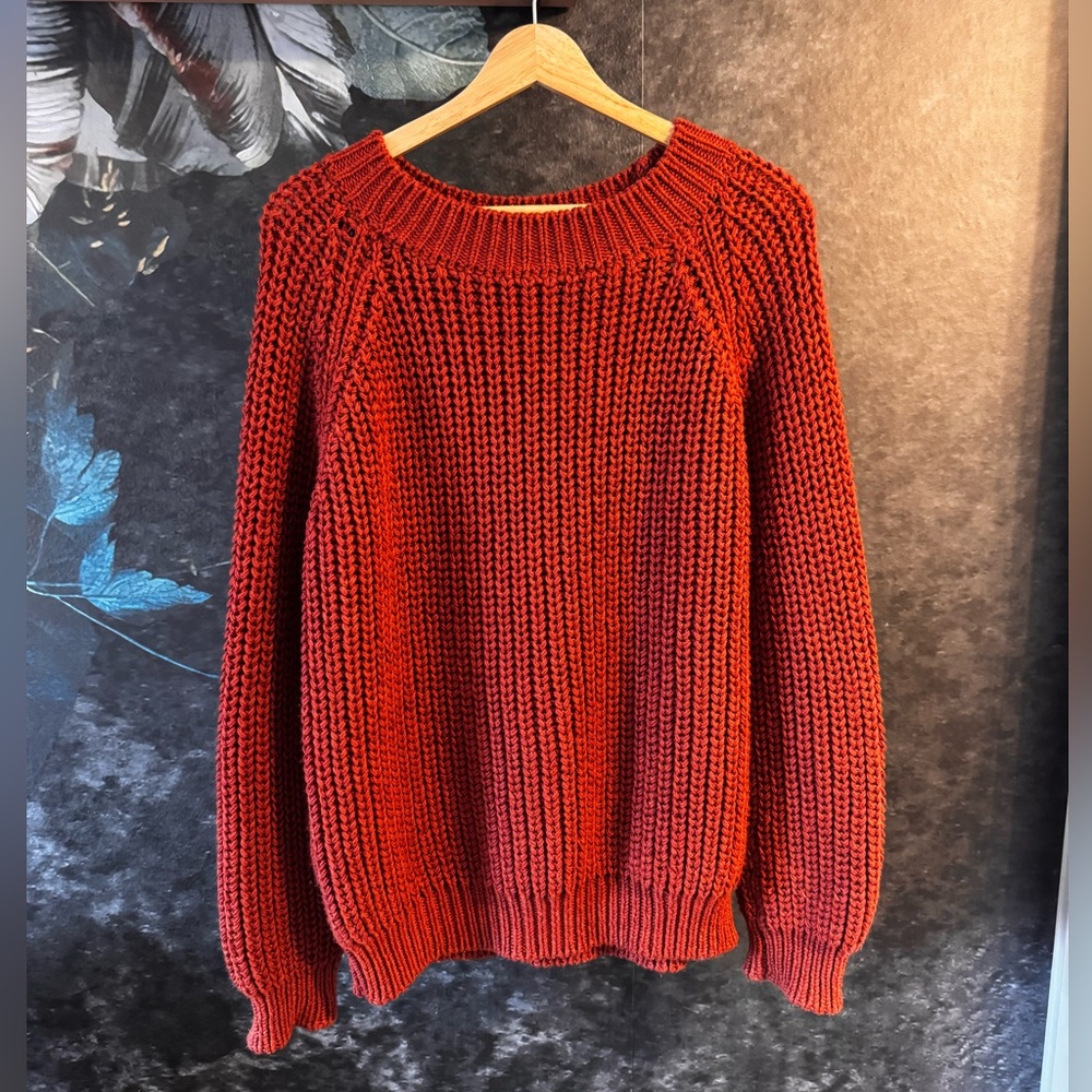 Nui Organics Burnt Orange Fishline Oversized Sweater